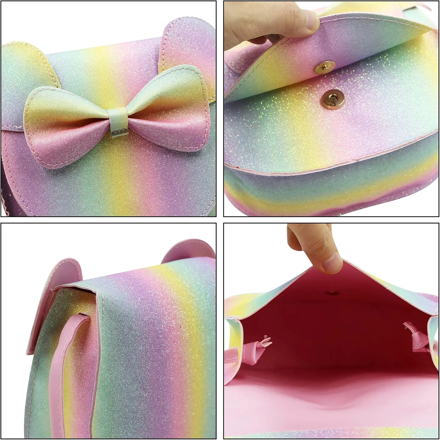 Bolley Joss Crossbody Purse Bowknot Shoulder Bag Handbag Little Girl's Cute Purse with Cartoon Mouse Ears