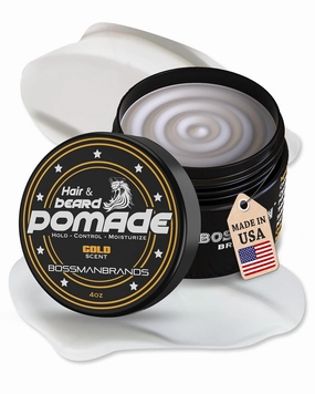 Bossman Hair & Beard Pomade for Men (Gold Scent) – Medium Hold & Moisturizing for Hair, Beard & Mustache Styling – Made in USA