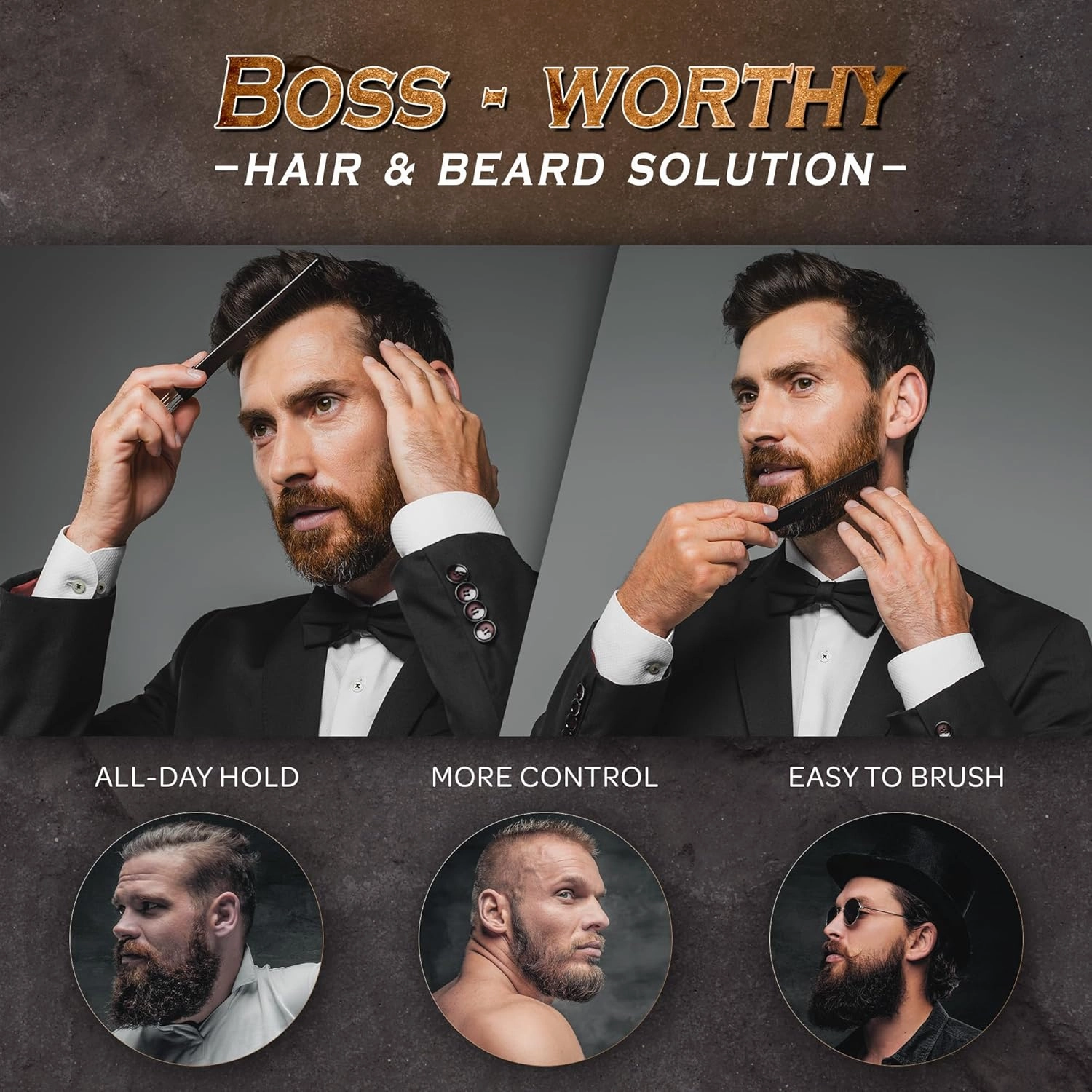 Bossman Hair & Beard Pomade for Men (Gold Scent) – Medium Hold & Moisturizing for Hair, Beard & Mustache Styling – Made in USA