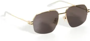 Bottega Veneta Women's Pilot Sunglasses, Gold-Gold-Grey, One Size