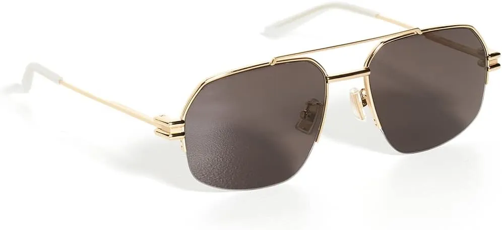 Bottega Veneta Women's Pilot Sunglasses, Gold-Gold-Grey, One Size