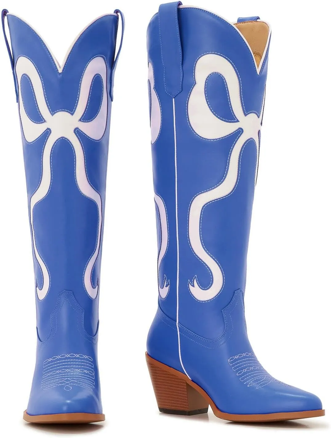 Bow Boots Cowgirl Knee-High Pink Cowboy Boots For Women