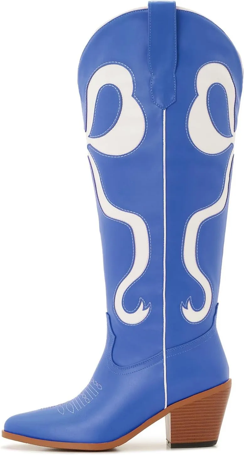 Bow Boots Cowgirl Knee-High Pink Cowboy Boots For Women