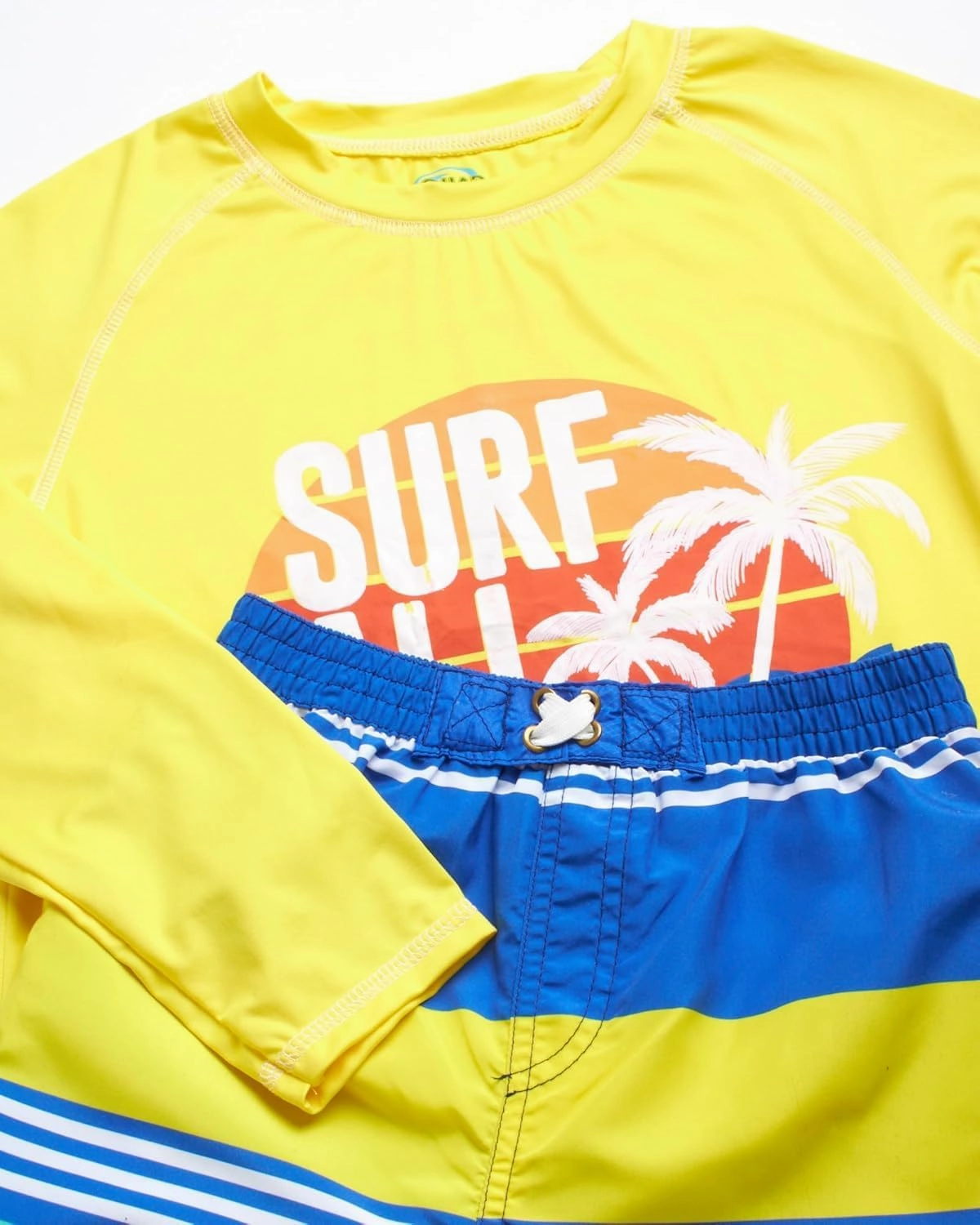 Boys Rash Guard Swimsuit Set - Kids Short Sleeve Bathing Suit Swimwear Sets (Sizes: 5-12)