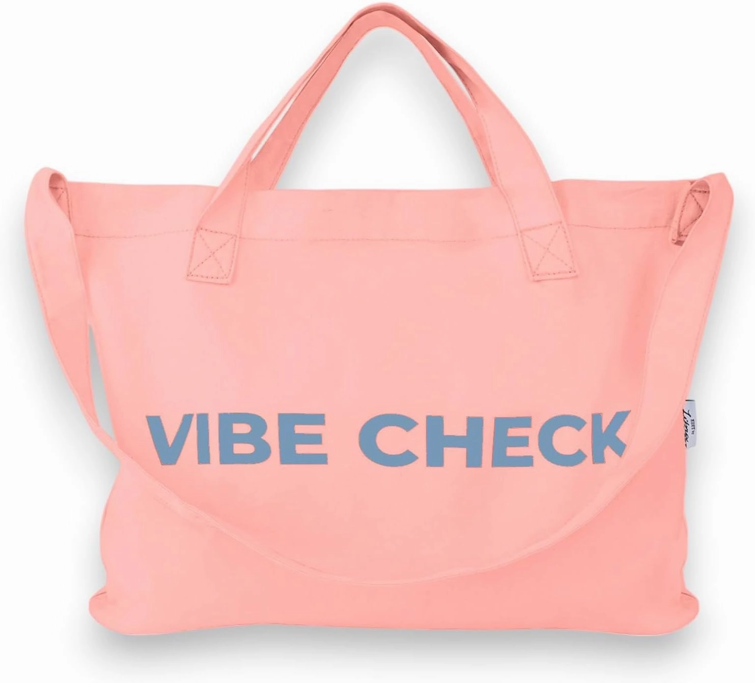 Bright Color Reusable Cotton Tote, Casual Shoulder Work daily bag, Grocery Bag with Inside Pocket, Vibe Check