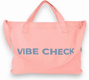 Bright Color Reusable Cotton Tote, Casual Shoulder Work daily bag, Grocery Bag with Inside Pocket, Vibe Check