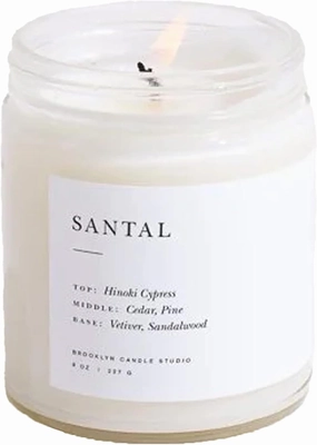 Brooklyn Candle Studio Santal Jar Candle - Luxury Scented Candle, Vegan Soy Wax, Hand Poured in The USA, 50 Hour Slow Burn Time - 7.5oz