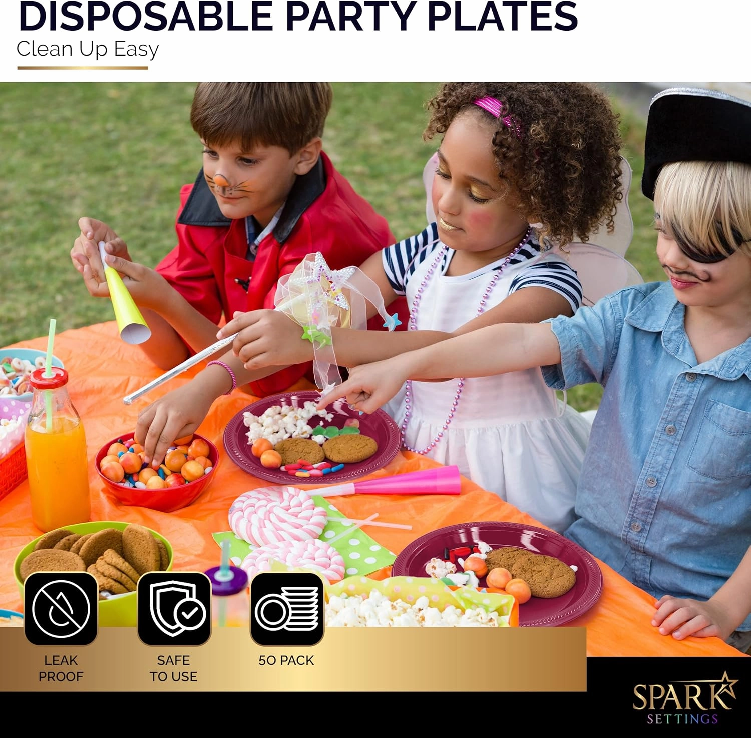 Burgundy Plastic Dinner Plates, 10.4 Inches, Strong & Sturdy for Parties, Dinners, Holidays, Picnics, Travel - Pack of 50