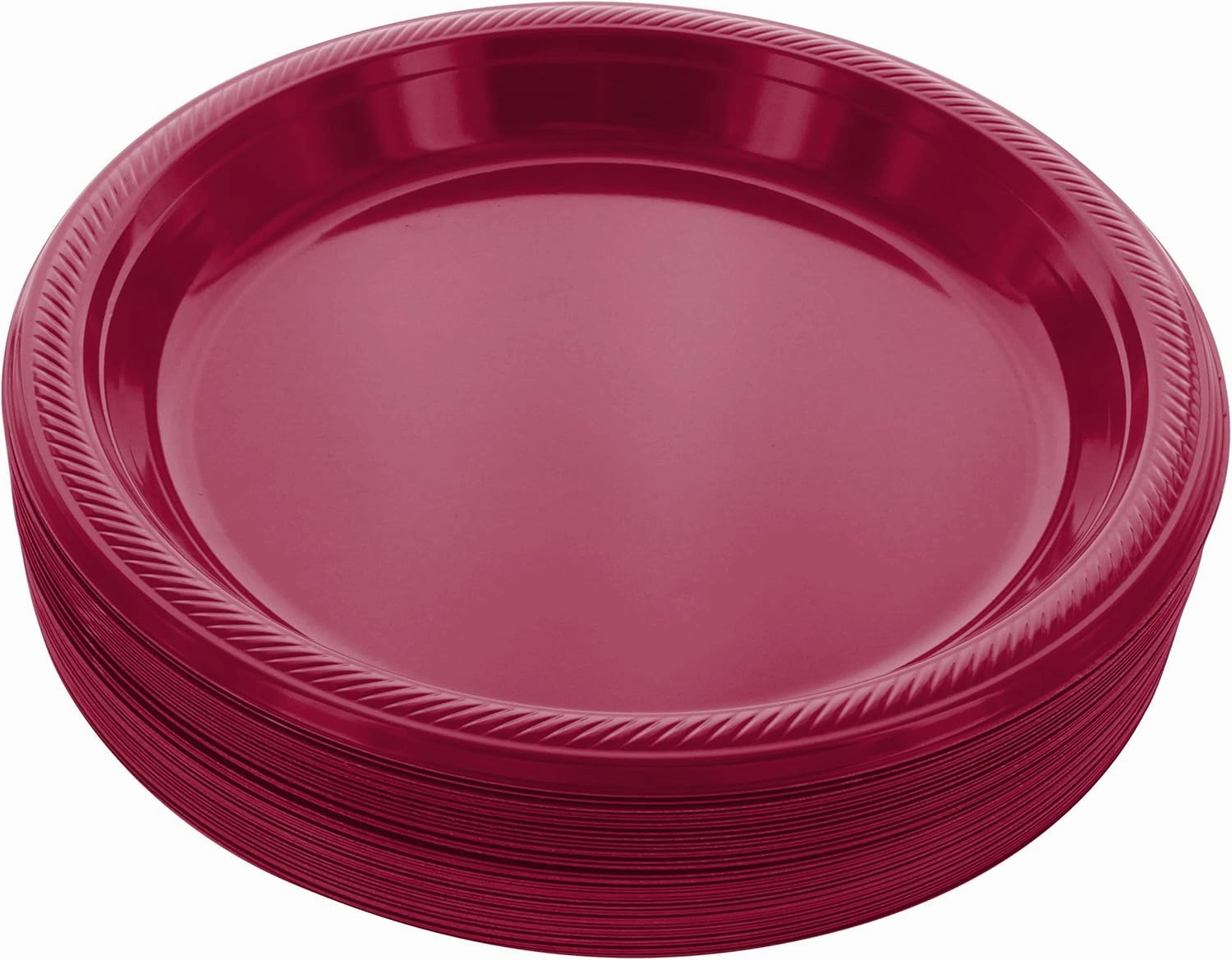 Burgundy Plastic Dinner Plates, 10.4 Inches, Strong & Sturdy for Parties, Dinners, Holidays, Picnics, Travel - Pack of 50
