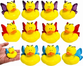 Butterfly Green, Blue, Red & Purple Novelty Rubber Ducks (12 Pack) Quirky & Fun Carnival Game PRIZES. Bath Tub Toys and Jeep Duck Ducking.