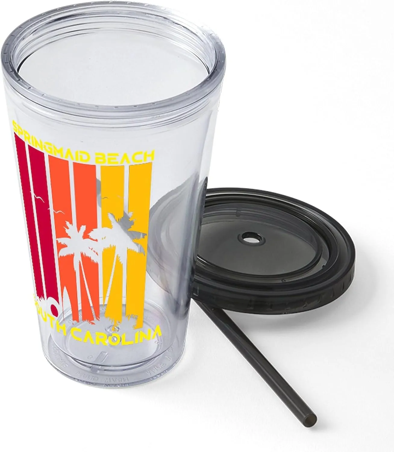 CafePress South Carolina Springmaid Beach 16 oz Insulated Straw Tumbler with Lid