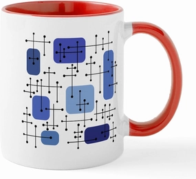 CafePress 1950S Eames Era Art Crosshairs White Blue Mugs 11 oz (325 ml) Ceramic Coffee Mug