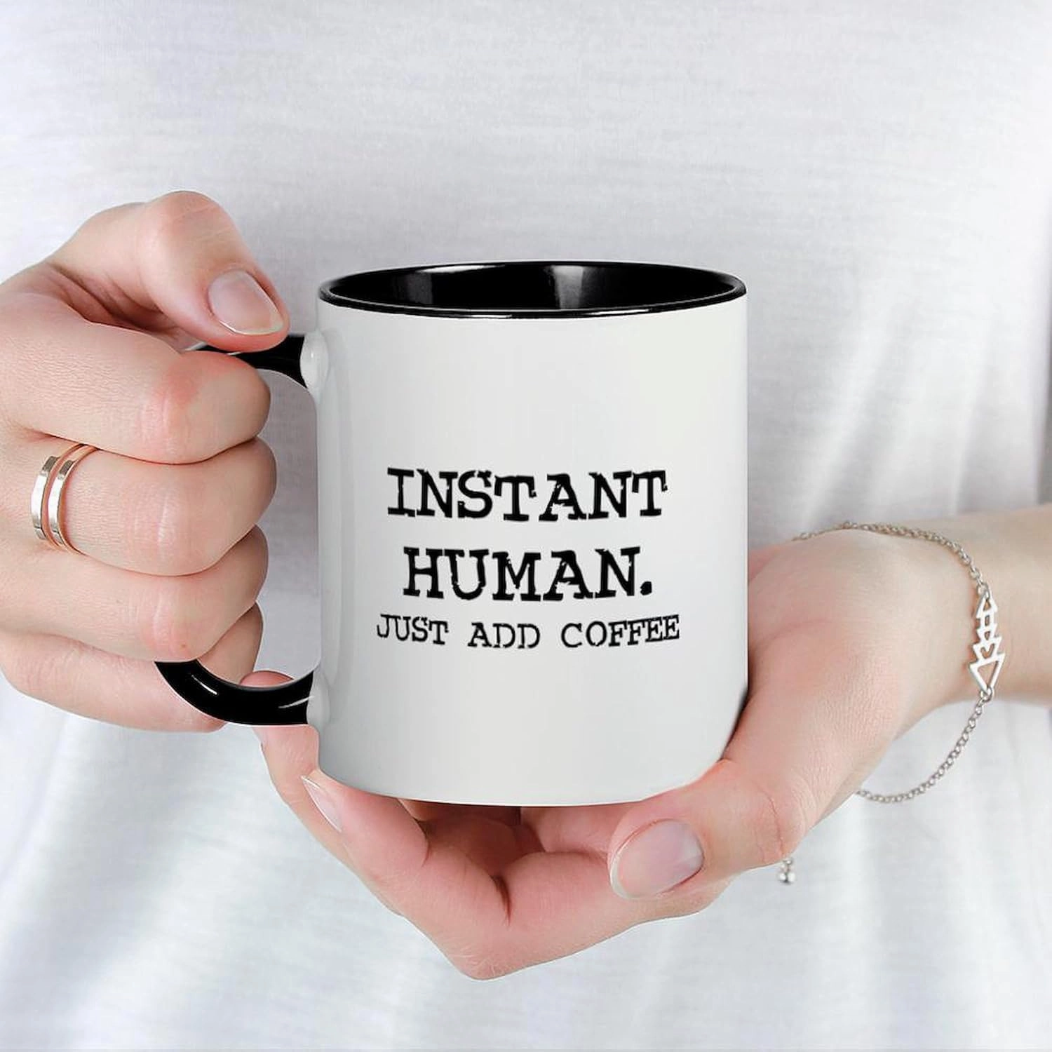 CafePress Instant Human. Just Add Coffe Mug 11 oz (325 ml) Ceramic Coffee Mug