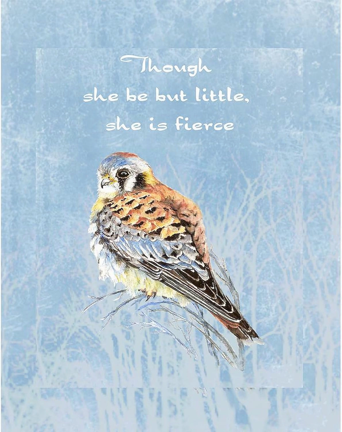 CafePress Little But Fierce Quote Kestrel Watercolor Falcon 11 oz (325 ml) Ceramic Coffee Mug