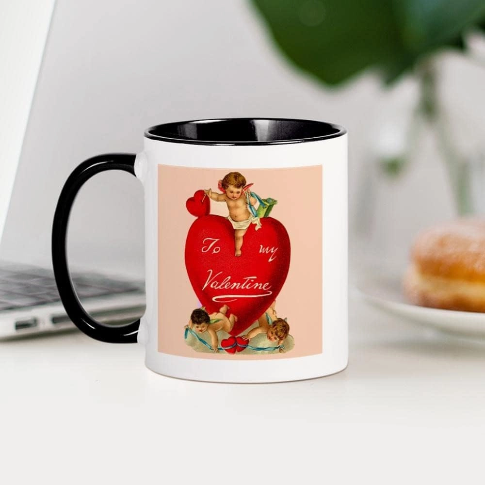 CafePress Victorian Valentine Heart Mug 11 oz (325 ml) Ceramic Coffee Mug