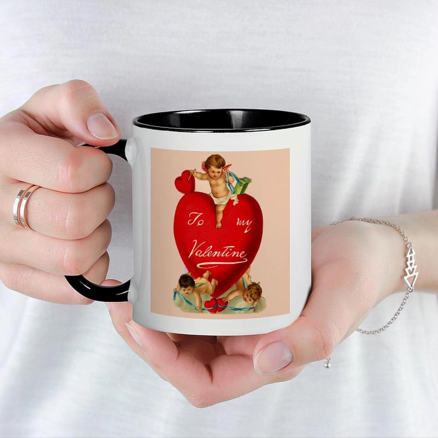 CafePress Victorian Valentine Heart Mug 11 oz (325 ml) Ceramic Coffee Mug