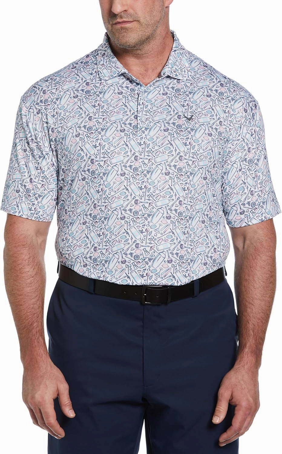 Callaway Men's Short Sleeve All-Over Tropical Cocktail Print
