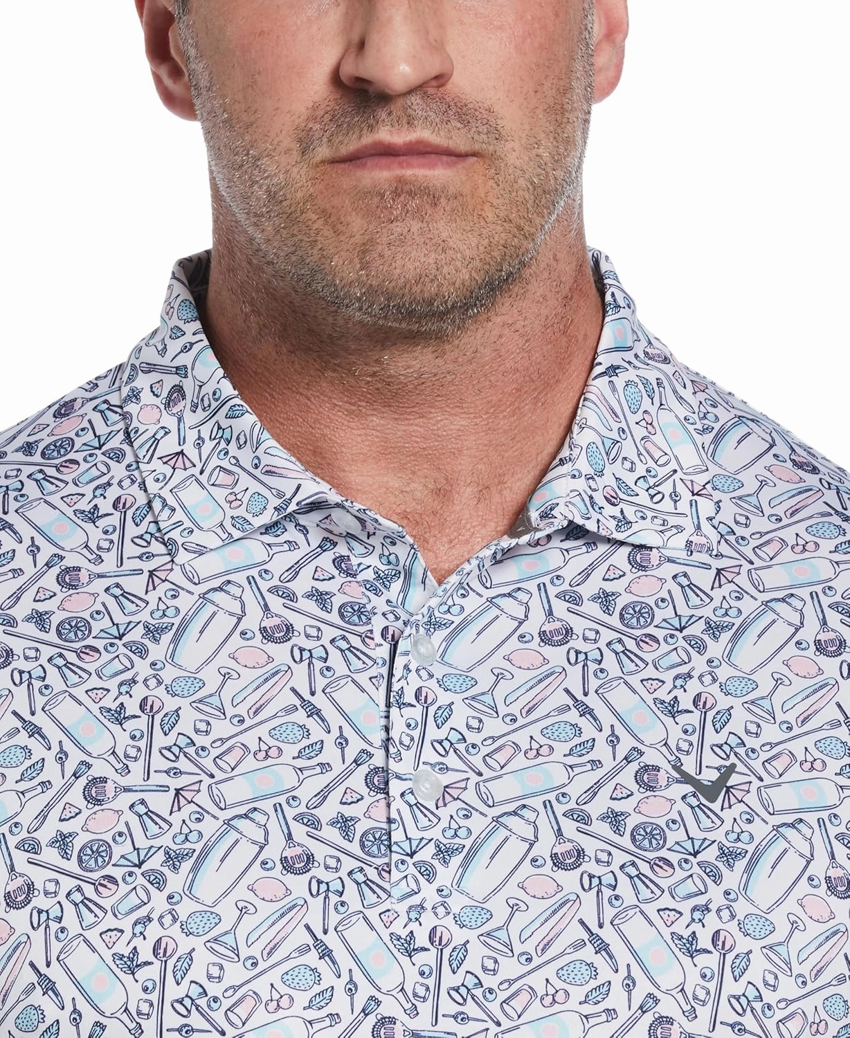 Callaway Men's Short Sleeve All-Over Tropical Cocktail Print
