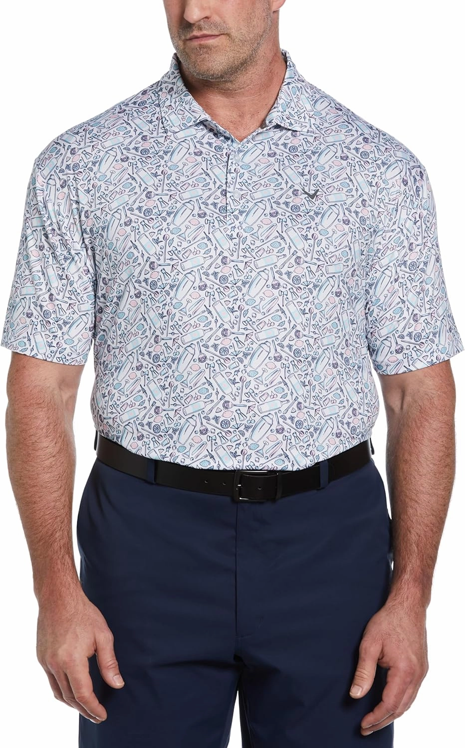 Callaway Men's Short Sleeve All-Over Tropical Cocktail Print
