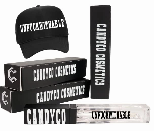CandyCo Cosmetics unfuckwithable Ultra Long Lasting custom lip gloss trucker hat coworker stockng stuffer christmas scent fen shea butter (Trucker Hat)