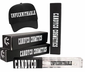 CandyCo Cosmetics unfuckwithable Ultra Long Lasting custom lip gloss trucker hat coworker stockng stuffer christmas scent fen shea butter (Trucker Hat)