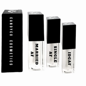 CandyCo Cosmetics Valentines gift married af single divorced bride 2023 Ultra Long Lasting custom lip gloss coworker fen shea butter