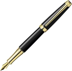 Caran d'Ache Leman Gold Plated Medium Fountain Pen - Black