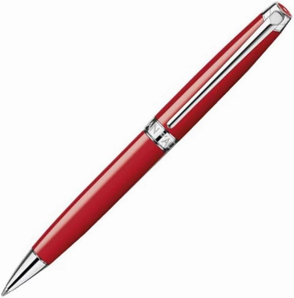Caran d'Ache Leman Silver Plated Ballpoint Pen - Red