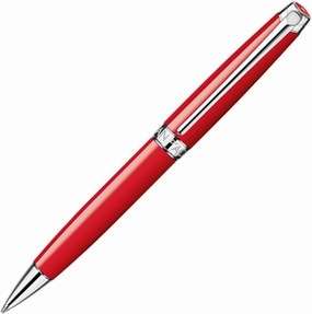 Caran d'Ache Leman Silver Plated Ballpoint Pen - Red