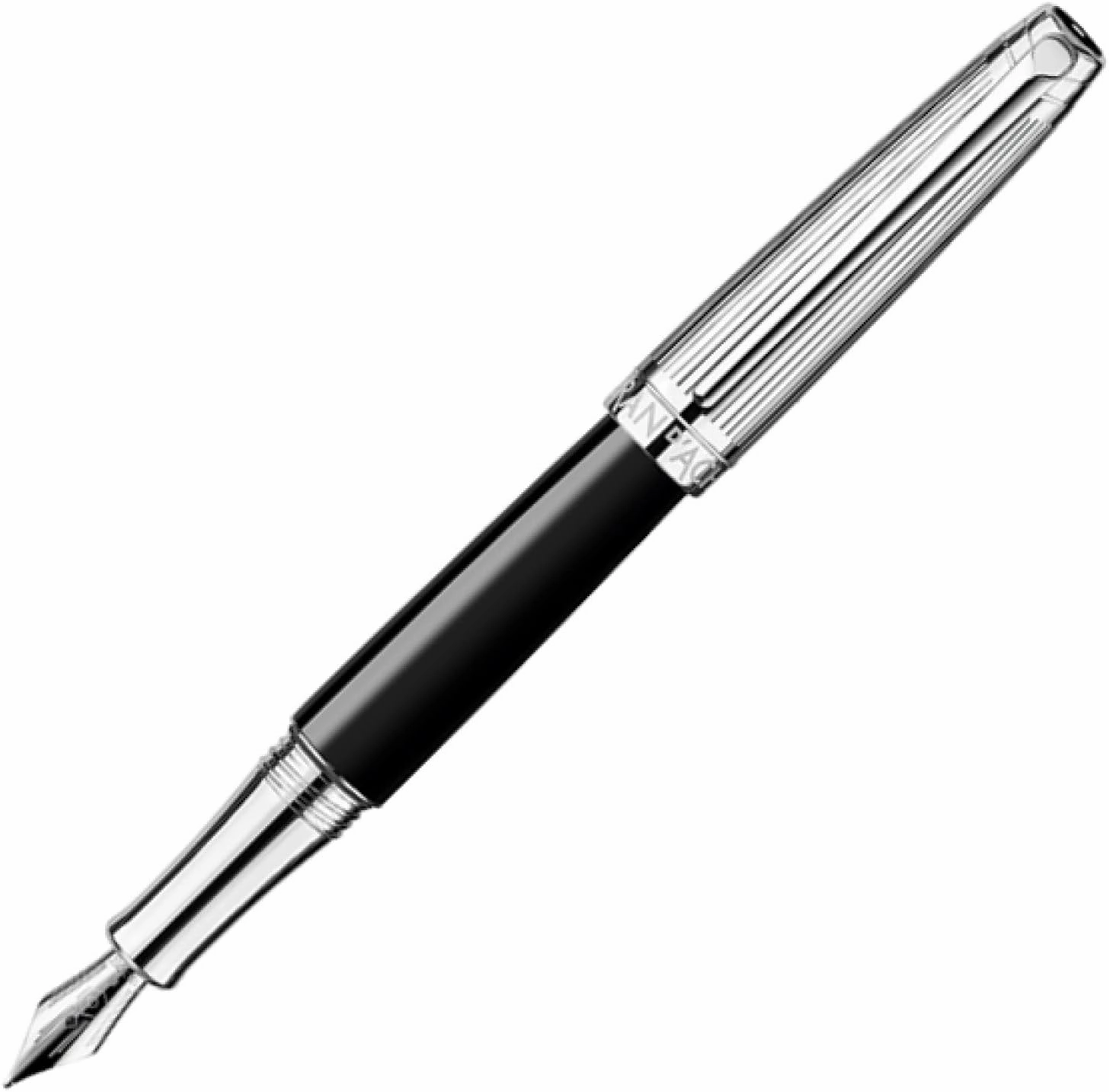 Caran d'Ache Leman Silver Plated Bicolor Medium Fountain Pen - Black