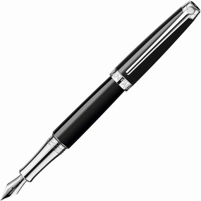 Caran d'Ache Leman Silver Plated Medium Fountain Pen - Ebony Black, CD4799.782