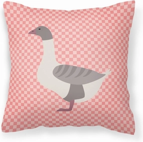 Caroline's Treasures BB7901PW1818 Buff Grey Back Goose Pink Check Fabric Decorative Pillow Machine Washable, Indoor Outdoor Decorative Pillow for Couch, Bed or Patio, 18Hx18W