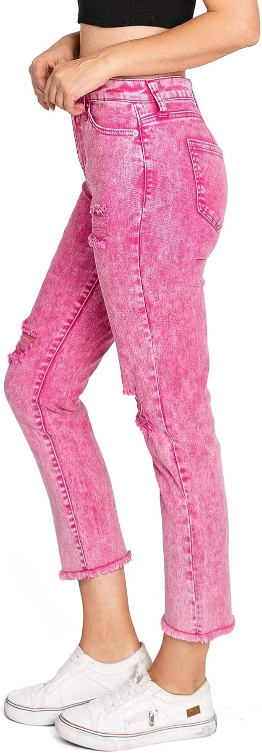 Celebrity Pink Women's Juniors High Rise Slim Fit Straight Leg Jeans (1, Acid Green)