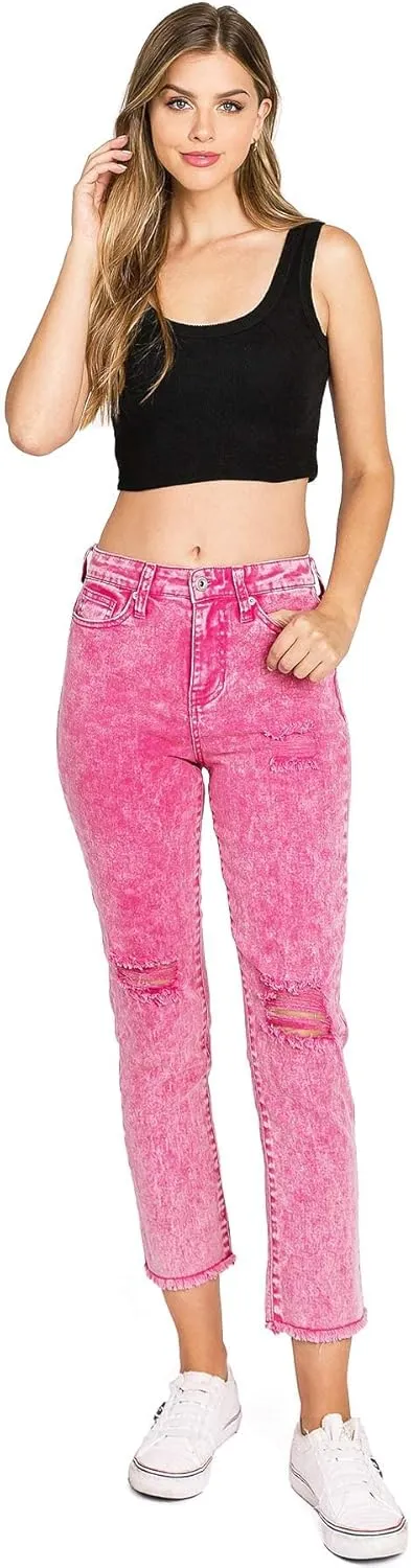 Celebrity Pink Women's Juniors High Rise Slim Fit Straight Leg Jeans (1, Acid Green)