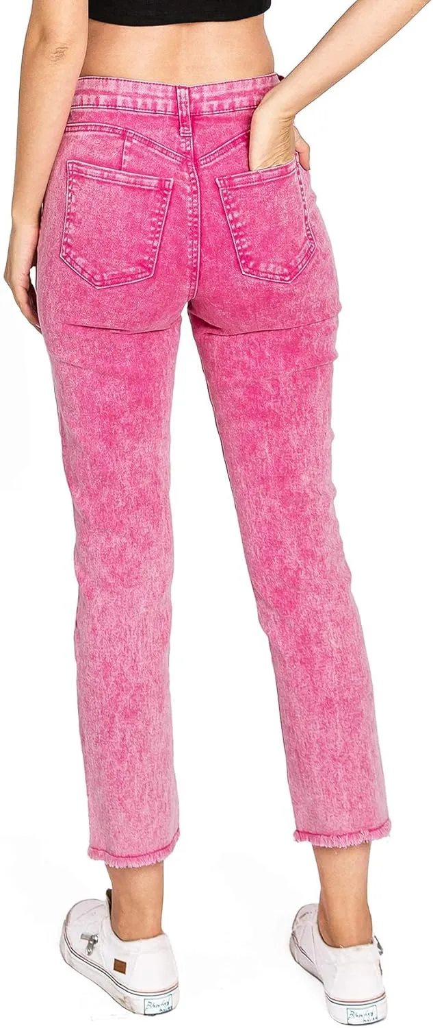 Celebrity Pink Women's Juniors High Rise Slim Fit Straight Leg Jeans (1, Acid Green)