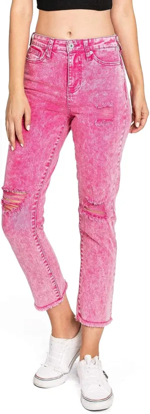 Celebrity Pink Women's Juniors High Rise Slim Fit Straight Leg Jeans (1, Acid Green)