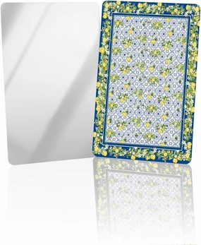 Ceramic Tile Yellow Fruits Vintage Small Compact Mirror for Purse, Ceramic Tile Yellow Fruits Vintage Travel Makeup Mirror for Women Men, Rectangular Handheld Compact Pocket Mirror 2 PCS