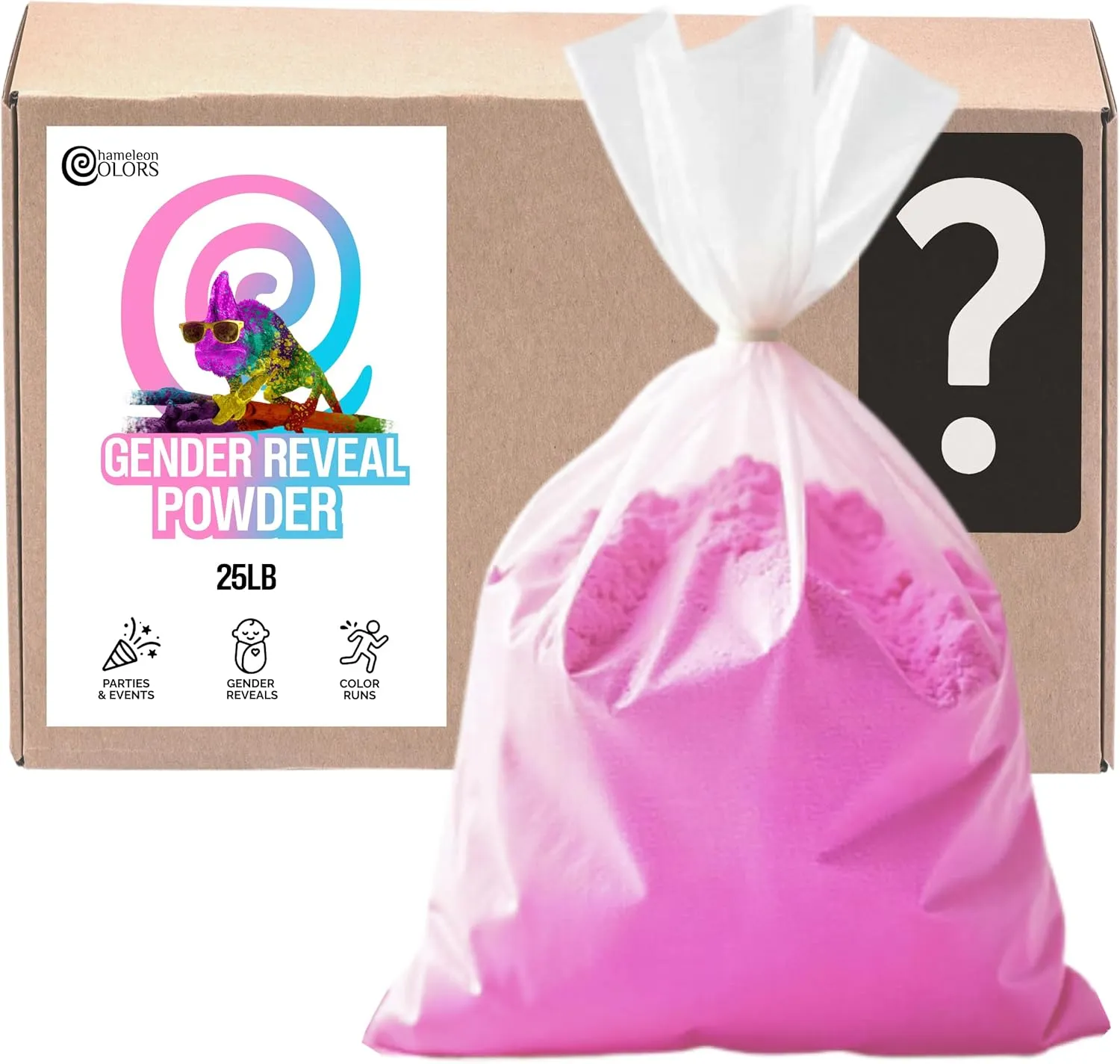 Chameleon Colors Pink Gender Reveal Powder - 25 lb Box - Vibrant Pink Color - Pink Powder for Gender Reveal - Easy Cleanup - Non-Toxic