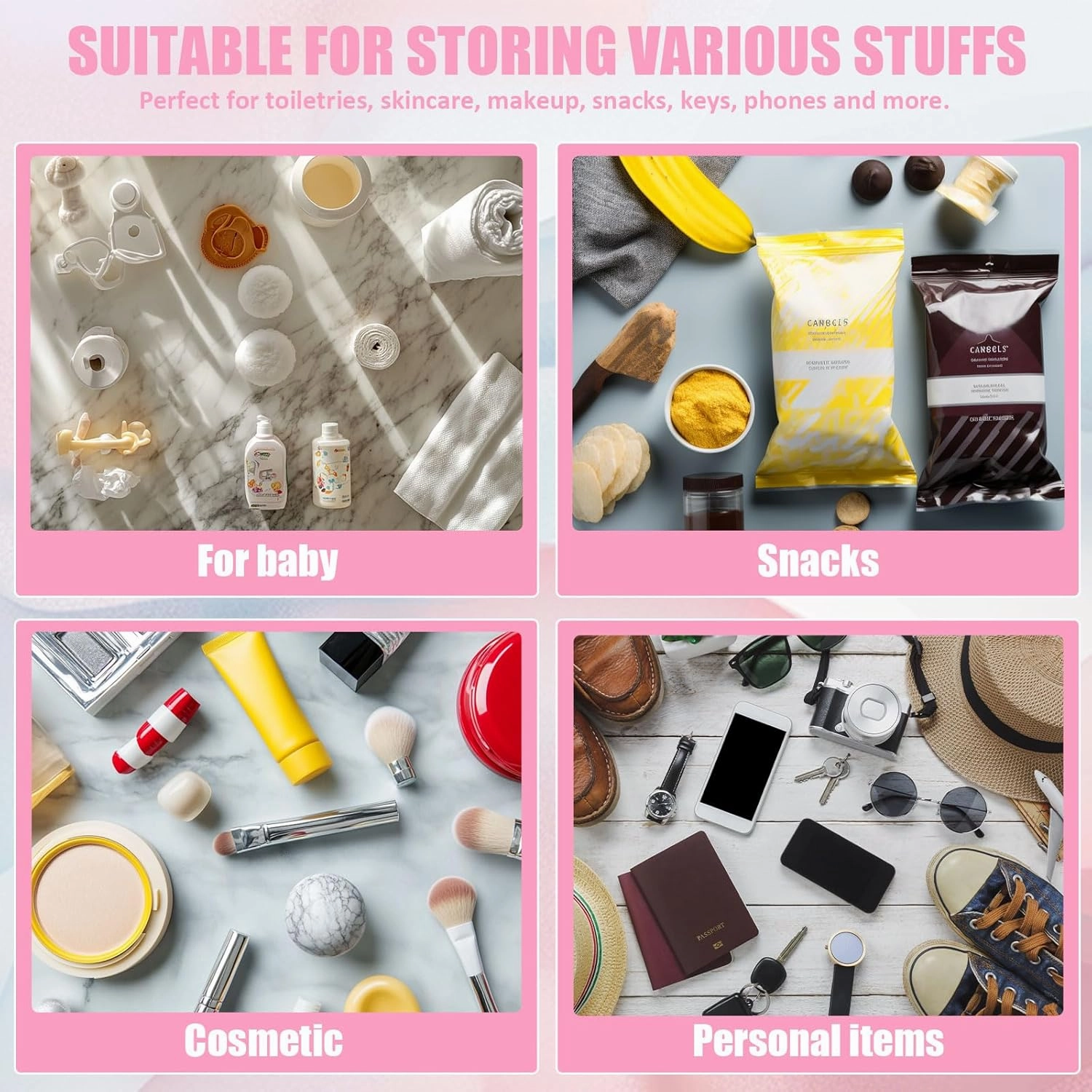 Chenille Letter Clear Travel Bags, Makeup Bag for Travel, Preppy Patch Nylon Cosmetic Bag with Handles and Zipper, Waterproof Large Clear Travel Toiletry Bag Storage Bag for Women Pink