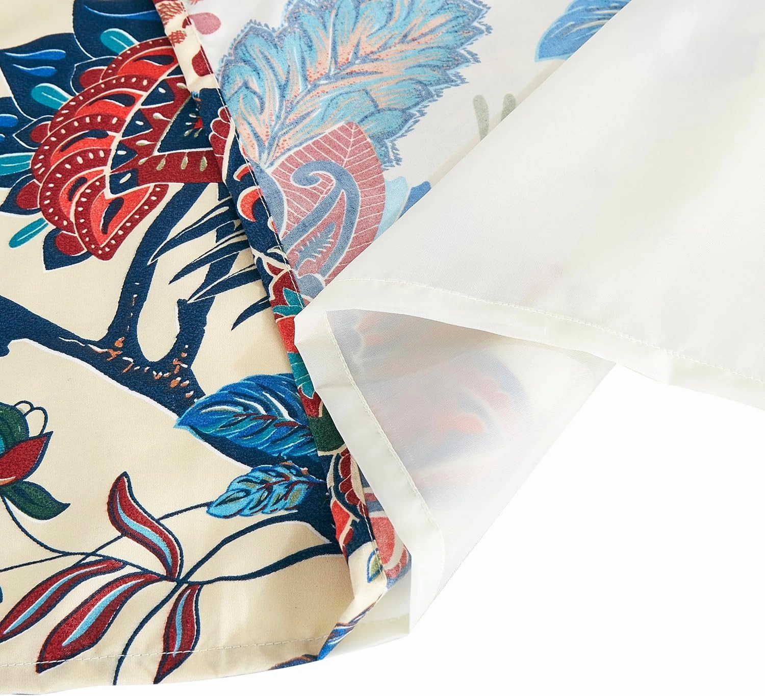 Chezmoi Collection 4-Piece Paradise Floral Window Curtain Set with Sheer Backing - Multicolor Blue Red Orange Cream Printed Microfiber, 120 inch x 84 inch