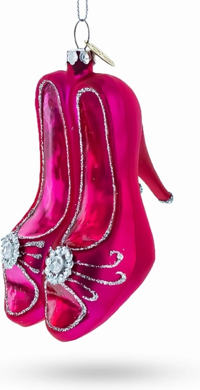 Chic Pink High Heels Blown Glass Christmas Ornament