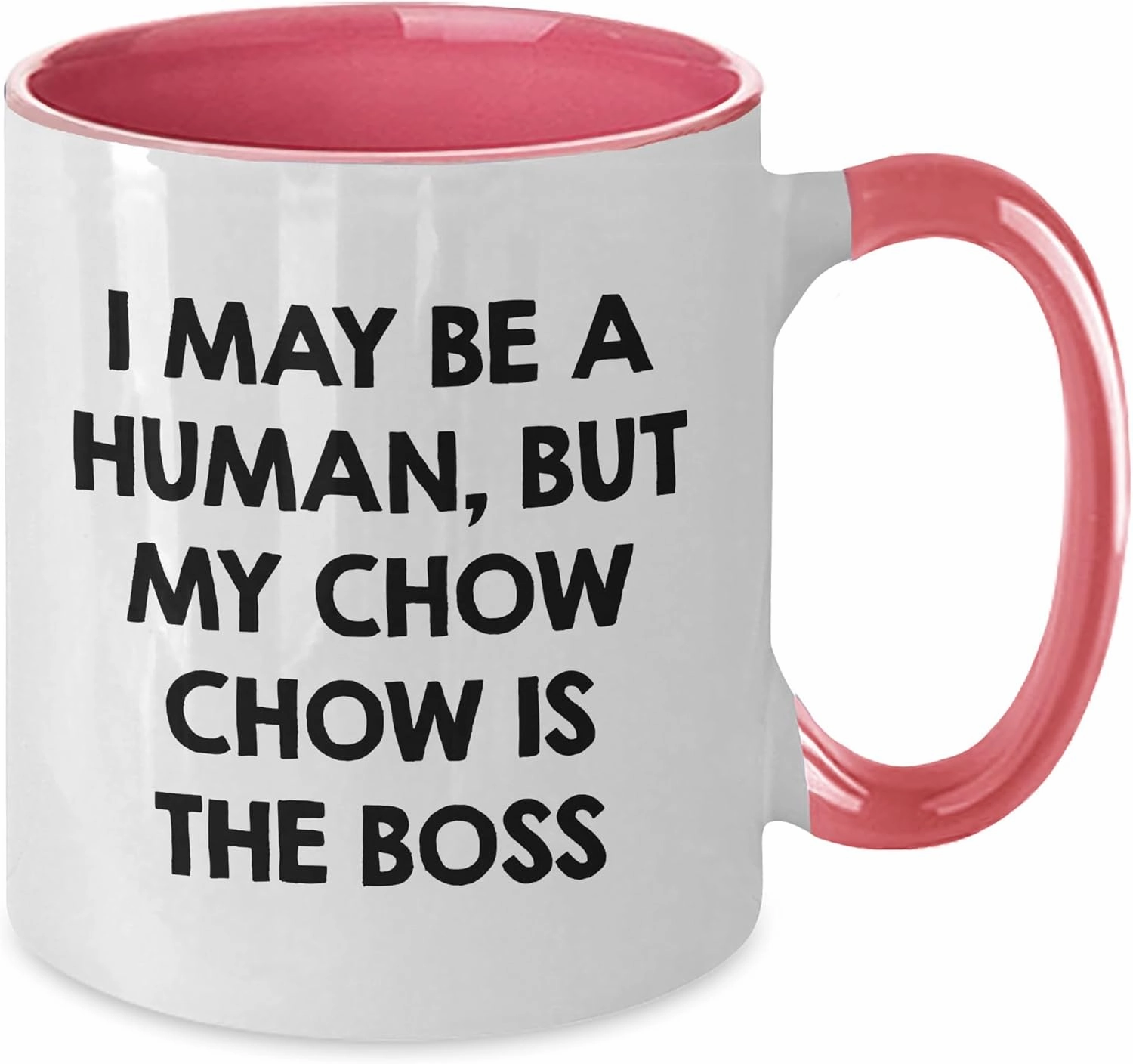 Chow Chow Dog Lover Gifts, Two Tone Coffee Mug Boss, Funny Quote, Birthday Unique Gifts from Men to Friends, 'I May Be A Human, But My Chow Chow Is The Boss'