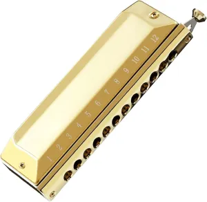 Chromatic harmonica 12 holes 48 notes C key advanced professional performance beginner(Gold)