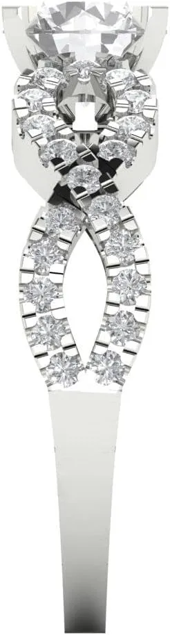 Clara Pucci 1.36Ct Round cut Lab Created Diamond VS1-2, G-H 18k - Rose Solid White Gold Solitaire W/Accents Promise anniversary Engagement Ring