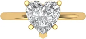 Clara Pucci 2.0Ct Brilliant Heart cut Genuine Natural Diamond VS1-2 G-H 14k White Gold Solitaire Engagement Promise anniversary Ring - Made in USA