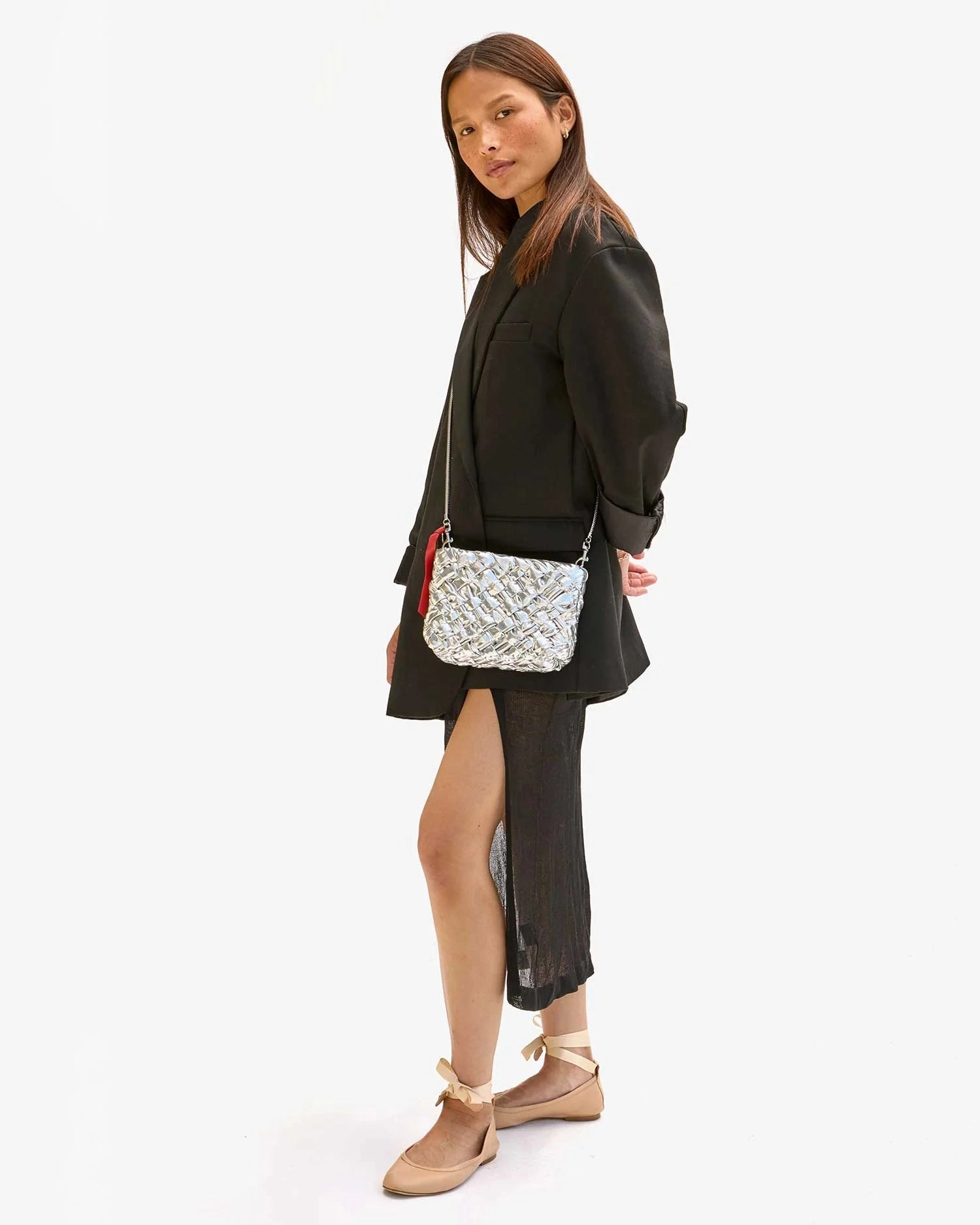 Clare V. - Estelle - Puffy Silver Woven Specchio