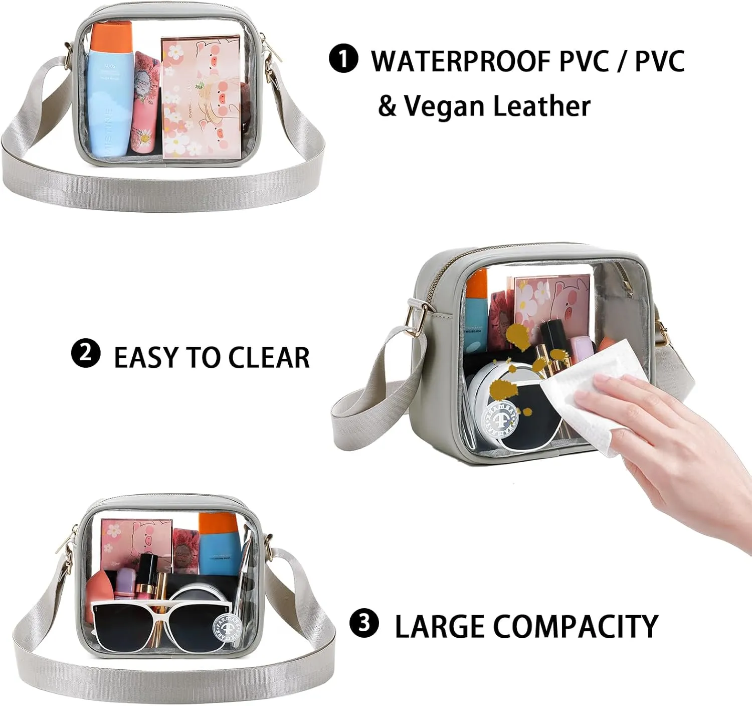 Clear Bag Stadium Approved Clear Crossbody Fanny Purse Transparent Bag for Concerts Sports Festivals