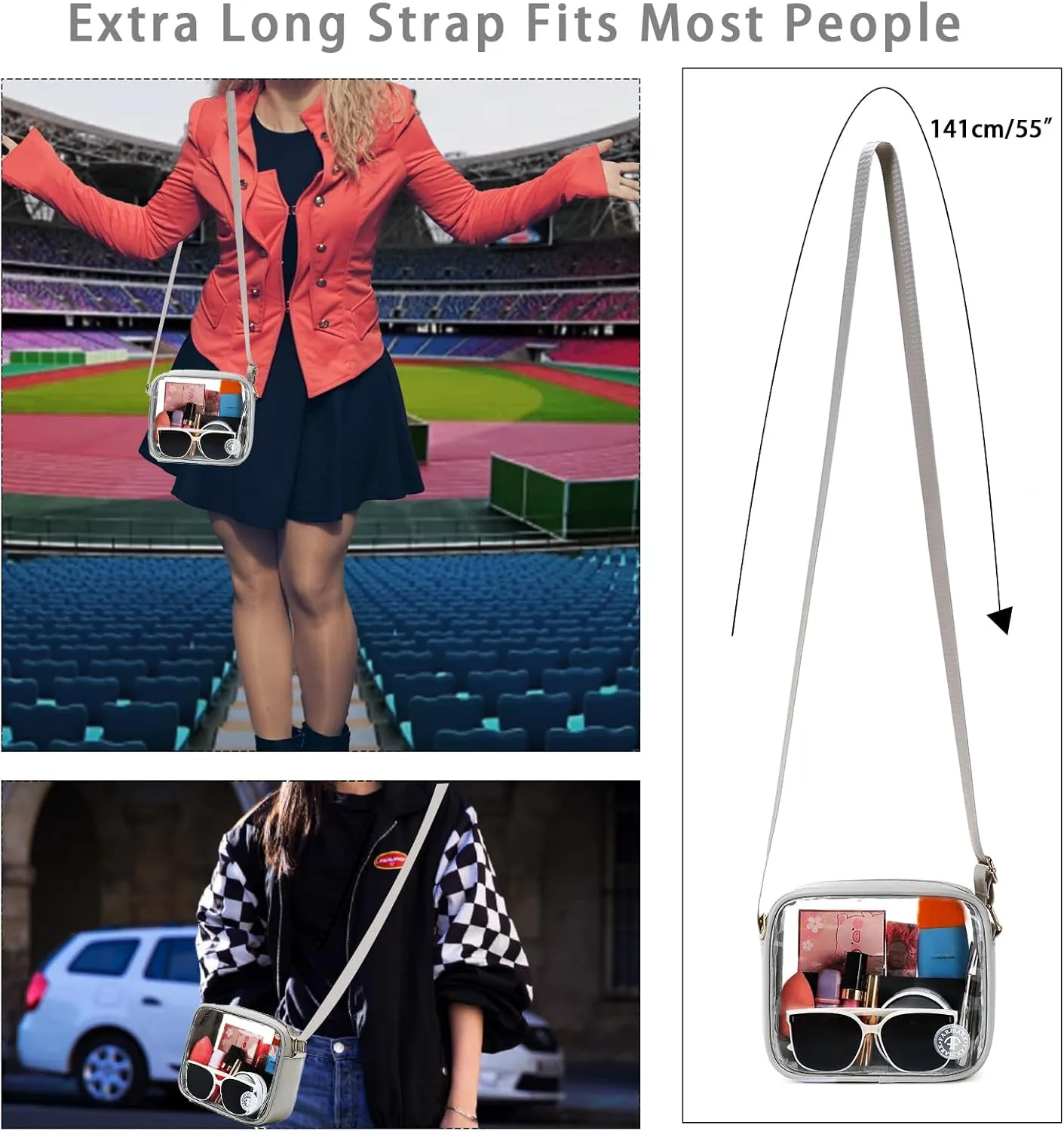 Clear Bag Stadium Approved Clear Crossbody Fanny Purse Transparent Bag for Concerts Sports Festivals