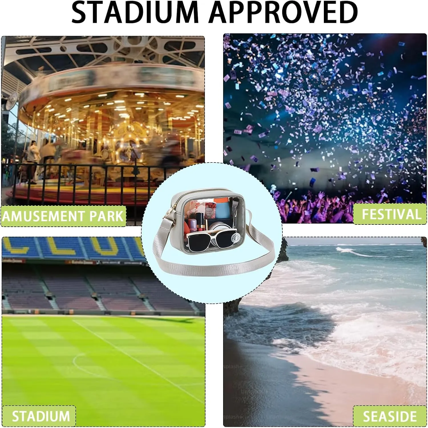 Clear Bag Stadium Approved Clear Crossbody Fanny Purse Transparent Bag for Concerts Sports Festivals