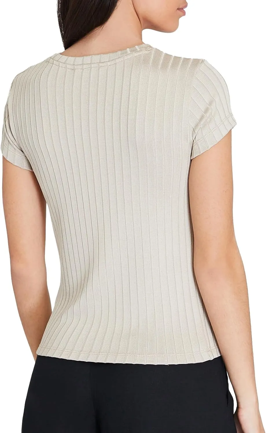 Club Monaco Women's Shiny Wide Rib Bowee Tee